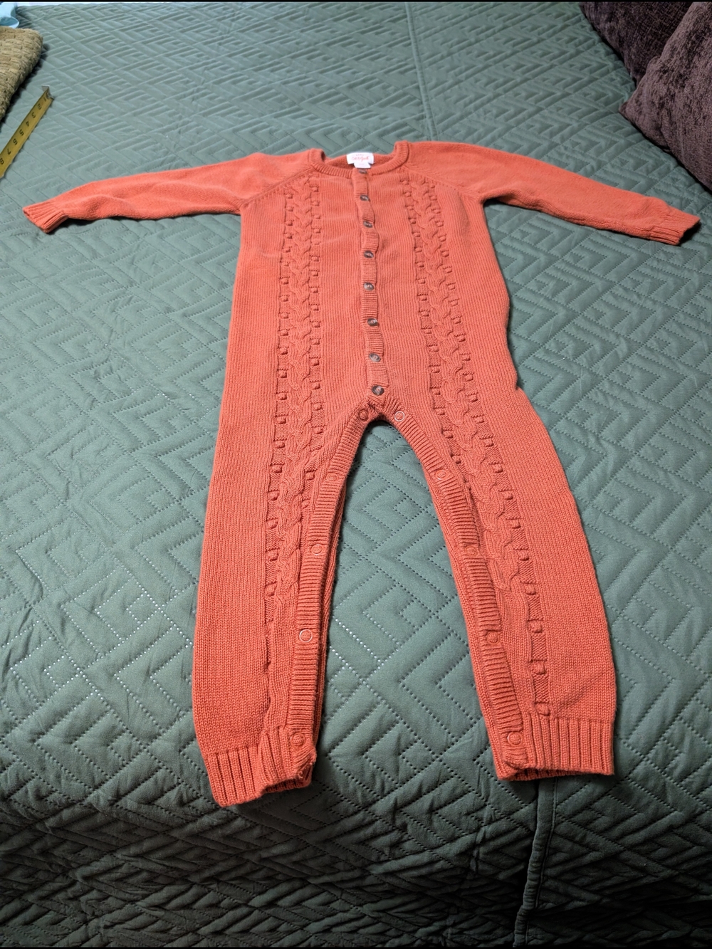 Cat & Jack burnt orange cable knit baby romper jumpsuit- Sz 24M